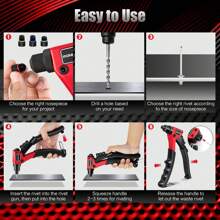 IRONMAX Rivet Gun With 200 PCS Rivets Manual Rivet Gun Kit W/ 4 Tool-Free Interchangea - 黑色 - 查看 11