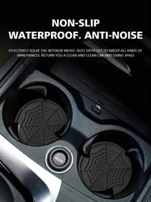 2pcs Car Cup Holder Anti-slip Pad Creative Decoration Spider Web Design - Black - View 1