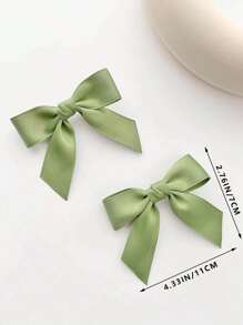 2个装女士纯色蝴蝶结造型时尚鳄鱼夹发夹，日常装饰可爱情人节发饰，发夹，发卡，发爪夹，发爪，学生用品，优雅，学院风，女士冬季穿搭，蝴蝶结 - 綠色 - 查看 5