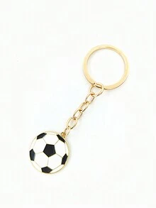 1pc Sports Themed Zinc Alloy Drip Oil Keychain Pendant For Couples - Black and White - View 3