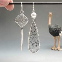 1 對復古銀耳環女式鉤形耳環配件