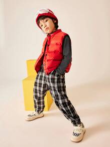 TIGER MINI [triple Protection Function] Tween Boys' Lightweight Red Down Vest For Daily Wear And Outdoor Activities In Autumn And Winter, Versatile Solid Color Design - Red - View 4