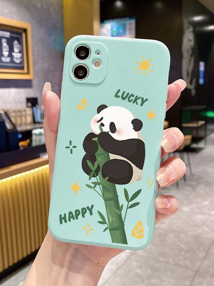 1pc Panda Shaped Bamboo Design Light Blue Phone Case Compatible With Apple/Samsung/Xiaomi/Redmi/Vivo/Oppo A16 - Cadet Blue - View 1