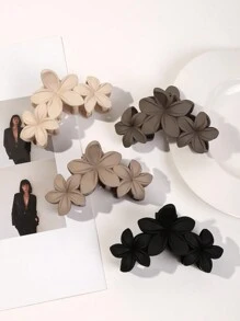 4 件/套 3 个鸡蛋花装饰发夹，适合浓密头发，适合卷发，哑光咖啡色，优雅，发饰，发夹，发夹 - 彩色 - 查看 2