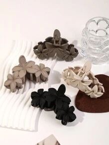 4 件/套 3 个鸡蛋花装饰发夹，适合浓密头发，适合卷发，哑光咖啡色，优雅，发饰，发夹，发夹 - 彩色 - 查看 3