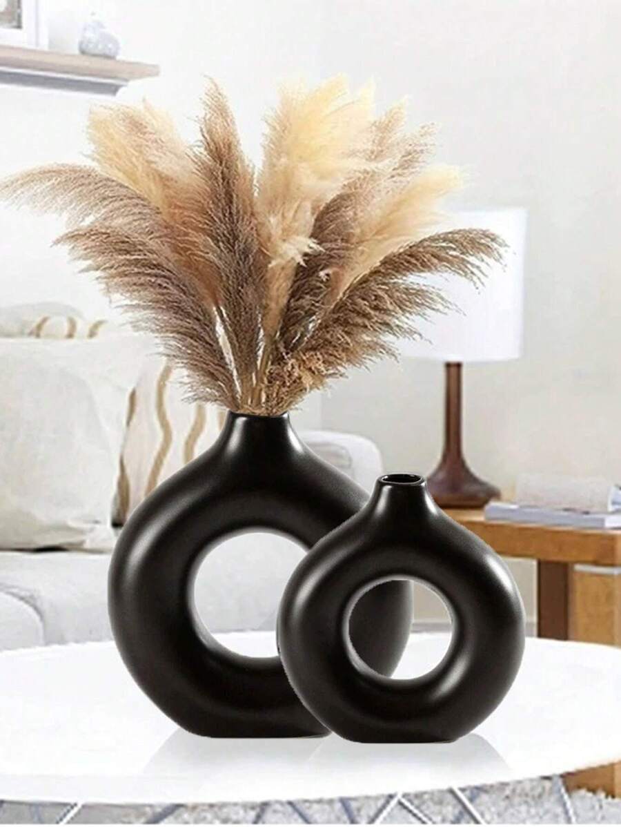 1pc Donut Round Vase | Nordic Vase | Minimalist Vase Home Living Room Desktop Flower Arrangement Vase Decorative Ornament Home Decor Room Decor Flower Vase Glass Vase