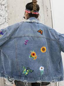 30 种款式的蝴蝶和花朵图案刺绣补丁，可爱卡通熨烫、缝制贴花，适用于衣服、包包、帽子等。 - 彩色 - 查看 4