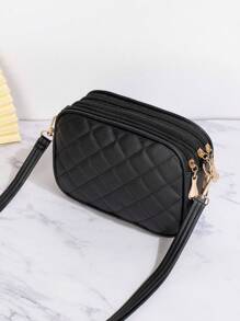 Metallic Decor Women's Crossbody Bag - Black - View 5