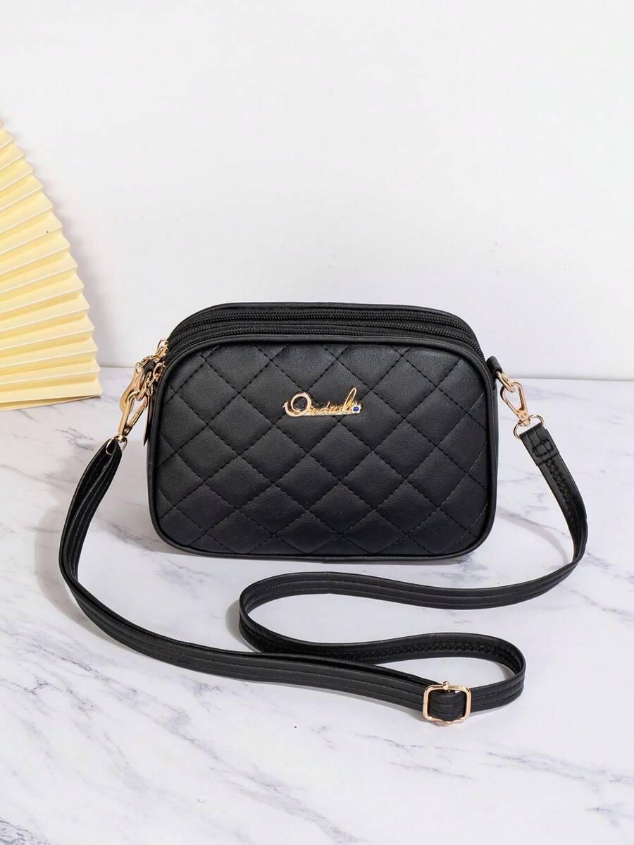 Metallic Decor Women's Crossbody Bag - Black - View 1