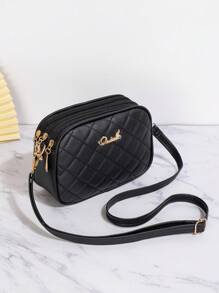 Metallic Decor Women's Crossbody Bag - Black - View 4