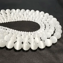 8mm real selenita cuentas de piedra para artificial Fabricación de joyas blanco ópalo cuenta para DIY Pulsera Collar Arete piedra de luna cuenta - 8mm - Ver 5