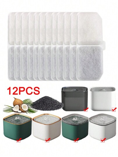 1pc 12pcs/6pcs Pet Water Dispenser Filter, Compatible With Pet Automatic Water Dispenser For Filtering Water Quality
