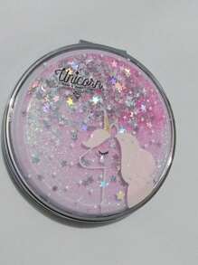 Glitter Moving Unicorn Pocket Mirror For Girls And Women - Pink - View 1