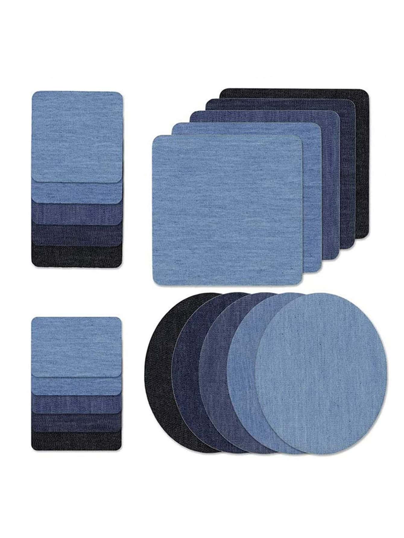 5 件/包大号椭圆形熨烫补丁套装，用于服装修补，牛仔裤修补套件，4 种蓝色熨烫牛仔裤补丁，用于牛仔裤内衬和服装修补 - 彩色 - 查看 2