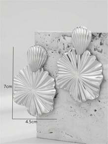 1 Pair Fashionable Delicate Snail Shell Stud Earrings, Suitable For Daily Wear - Silver - View 3