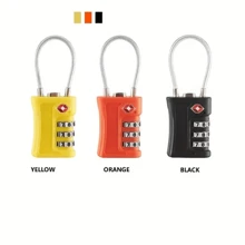 1pc TSA Approved Luggage Locks, 3 Digit Password Padlock Suitable For Travel Suitcase Backpack, Travel Luggage Baggage Lock Small Padlock Cabinet Lock House Lock, Box Lock - Yellow - View 2