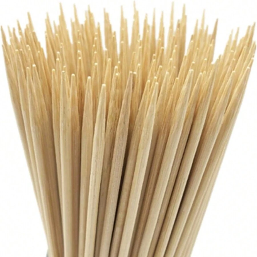 50pcs Bamboo Skewers For Wooden Stick, Bbq, Appetizers, Fruits, Cocktails, Grilled Meat, Chocolate Fountain, Kitchen, Diy, Party