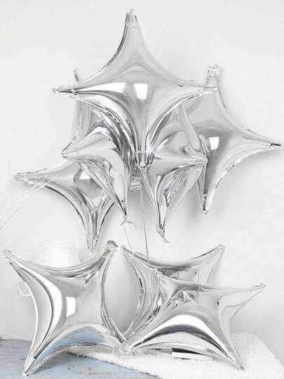 12pcs Star Shaped Balloon Set, Modern Aluminum Silver Decorative Balloon For Party, Back To School Valentine Day