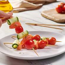 50pcs Bamboo Skewers For Wooden Stick, Bbq, Appetizers, Fruits, Cocktails, Grilled Meat, Chocolate Fountain, Kitchen, Diy, Party