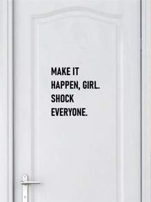 RandySticker Get Moving, Girl! Shock Everyone! Inspirational Slogan Quote Wall Decal Decorative Sentence Home Vinyl Girl Room Decor Mirror Wall Mural Text Poster Quote Design Sticker, Wall Decal, Vinyl Sticker, Home Decor, Spring Decor, Refresh Your Home, Rama Decor Sticker Gift Birthday Graduation - Black - View 8
