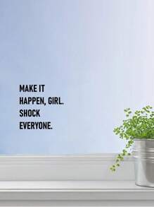 RandySticker Get Moving, Girl! Shock Everyone! Inspirational Slogan Quote Wall Decal Decorative Sentence Home Vinyl Girl Room Decor Mirror Wall Mural Text Poster Quote Design Sticker, Wall Decal, Vinyl Sticker, Home Decor, Spring Decor, Refresh Your Home, Rama Decor Sticker Gift Birthday Graduation - Black - View 9