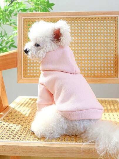 1pc Pet Clothes, Dog And Cat Apparel, Autumn/Winter Warm Hooded Sweatshirt, Comfortable & Soft, Small/Medium-Sized Dogs, Pink