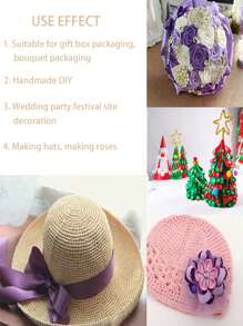 1roll/25 Yards/width 4cm Festival Party Gift Wrapping Ribbon, Handcraft Rose Flower Material, Decorative Satin Ribbon - Burgundy - View 3