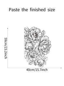 1pc PVC Wall Sticker, Modern Floral Pattern Wall Decal For Home, Stickers, Wall Decal, Vinyl Decal For Home Decorations, Spring Decoration Items Refresh Your Home, Festival Decoration Stickers Gifts Birthday Graduation - Black - View 6