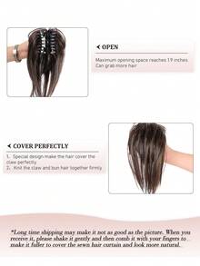 亂糟糟蓬鬆束髮夾、咖啡包髮套、波浪捲曲包髮、髮髻加密髮套、亂蓬鬆髮髻夾子、馬尾髮套、髮圈束髮器、夾子固定女士髮外用品 - 棕色 - 查看 5