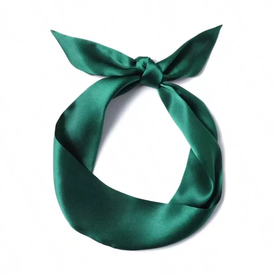 4*98cm深綠色薄長絲帶圍巾,適用於女性綁髮,手腕裝飾,腰部配件等休閒場合 - 墨綠色 - 查看 1