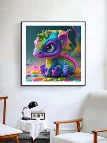 DIY Tranh kim cương Đầy màu sắc Rồng Thú vật Tác phẩm nghệ thuật , Giường đôi Tròn Kim cương Thêu Nhà  Đồ trang trí Qủa tặng - Nhiều màu - Xem 2