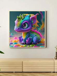 DIY Tranh kim cương Đầy màu sắc Rồng Thú vật Tác phẩm nghệ thuật , Giường đôi Tròn Kim cương Thêu Nhà  Đồ trang trí Qủa tặng - Nhiều màu - Xem 3