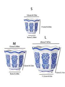 1個藍白瓷陶瓷花盆,大型多肉花盆,古色古香的中式盆套裝 - 白色 - 查看 2