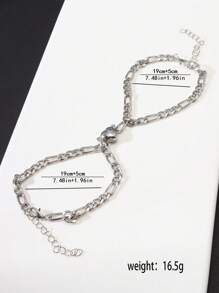 2 件/套心形不锈钢磁性情侣手链套装，最佳朋友心形手链情人节 - 銀色 - 查看 5