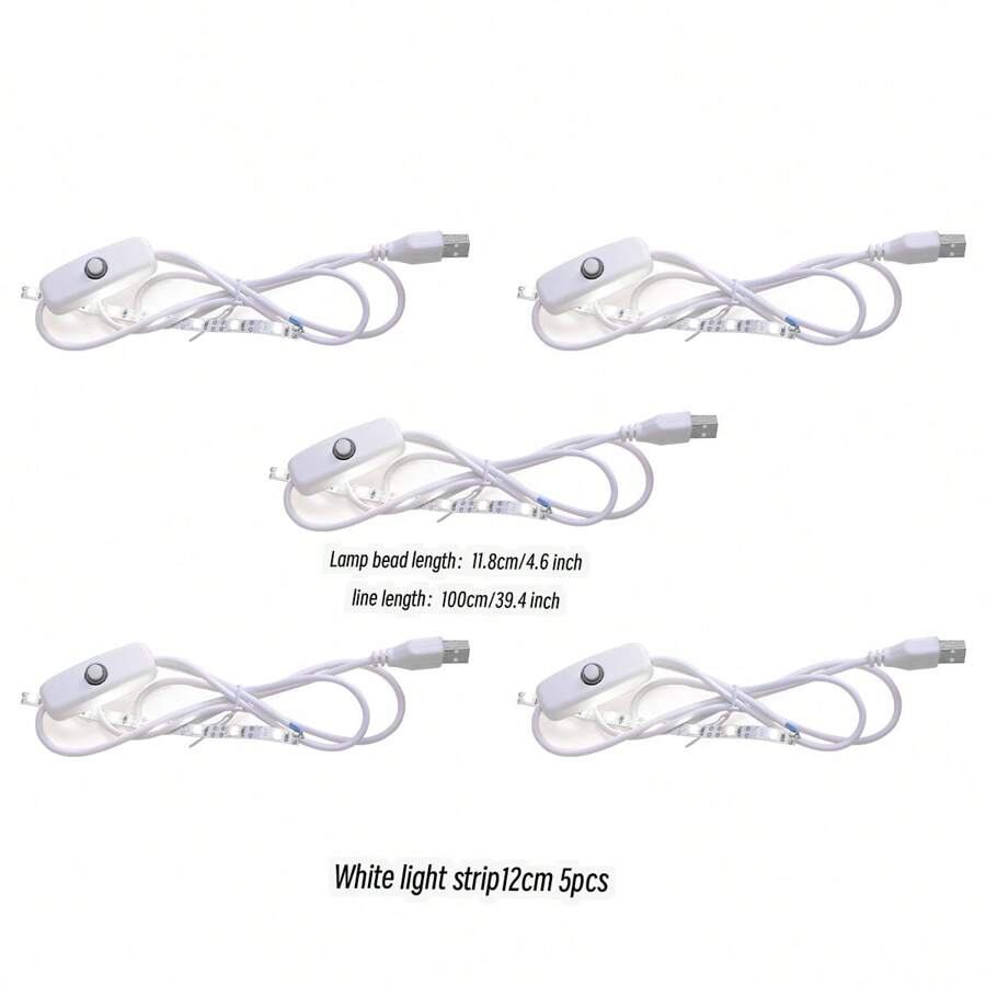 5pcs Usb White Led Light Beads, Each Bead Is About 12cm And Comes With 1 Meter Cable - White light lamp beads 12cm5 pieces - View 1
