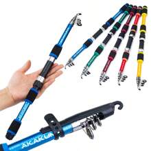 1PC AKAKUMA 1.8M EVA Handle Glass Fiber Telescopic Fishing Rod For Saltwater Freshwater Spinning Jigging Rod - Blue - View 2