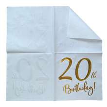 20pcs Hot Stamped 20th Birthday Theme 2-Ply Disposable Napkins (6.5*6.5inch), Perfect For 20th Birthday Party, Restaurant, Bar, Table Decoration, Etc.,Christmas