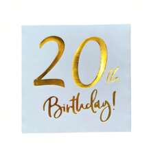 20pcs Hot Stamped 20th Birthday Theme 2-Ply Disposable Napkins (6.5*6.5inch), Perfect For 20th Birthday Party, Restaurant, Bar, Table Decoration, Etc.,Christmas