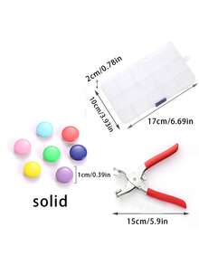 1 Set De Botones A Presión De Acero Inoxidable Con Cinco Garras De Metal De Color Sólido - 50 Juegos De Colores Sólidos En Una Caja + Alicates De Metal Redondos - Multicolor - Ver 4