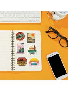 50 Sheets Waterproof City Travel Pattern Stickers For Journal Decoration,School Supplies,Back To School - Multicolor - View 7