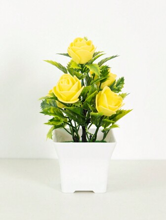 1/2 件人造玫瑰花盆，高 15 厘米/5.9 英寸，人造花，假花，人造植物，人造装饰品，家居装饰，卧室装饰，派对用品