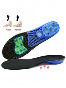 EVA彈簧矽膠矯正足弓支撐鞋墊墊片扁平足矯正鞋底鞋墊足底筋膜炎足部護理 - 黑色 - 查看 7