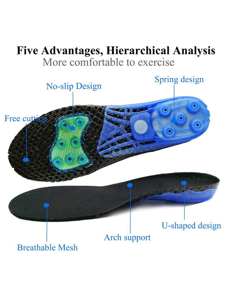 EVA彈簧矽膠矯正足弓支撐鞋墊墊片扁平足矯正鞋底鞋墊足底筋膜炎足部護理 - 黑色 - 查看 5