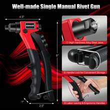 IRONMAX Rivet Gun With 200 PCS Rivets Manual Rivet Gun Kit W/ 4 Tool-Free Interchangea - 黑色 - 查看 4