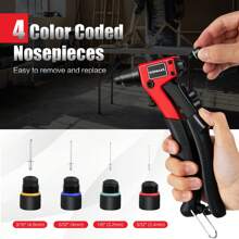 IRONMAX Rivet Gun With 200 PCS Rivets Manual Rivet Gun Kit W/ 4 Tool-Free Interchangea - 黑色 - 查看 5