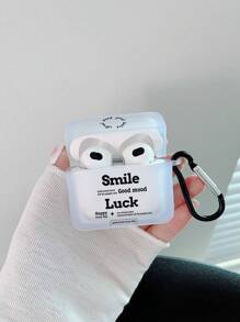 1個有掛鉤的字母印花半透明耳機盒,適用於蘋果airpods - 彩色 - 查看 1