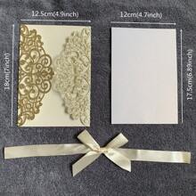 10 件/包闪光邀请卡套装（包括信封、空白珍珠纸插页和蝴蝶结）-激光切割优雅邀请卡适用于婚礼、派对、订婚、节日和其他活动返校情人节