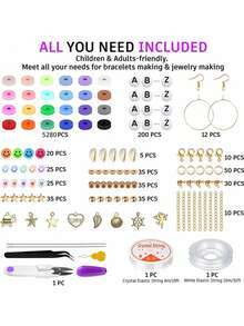 5700入組扁平高分子粘土字母間隔珠盒,適用於diy波西米亞手鐲首飾手工製作配件圓盤散珠套裝 - 彩色 - 查看 2