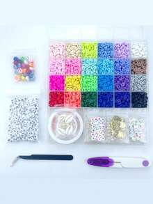 5700入組扁平高分子粘土字母間隔珠盒,適用於diy波西米亞手鐲首飾手工製作配件圓盤散珠套裝 - 彩色 - 查看 3