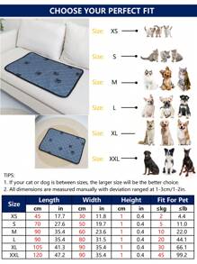 1pc Random Light/Dark Gray Color Paw Printed Square Breathable Waterproof Pet Mat Suitable For Cats And Dogs Of All Sizes, Can Be Used As Sleeping Mat And Pee Pad For Winter - Grey - View 5